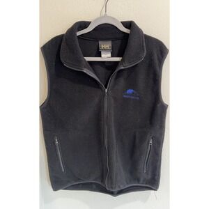 Vintage 80s 90s Helly Hansen Fleece Vest Full Zip Black Medium Made In USA